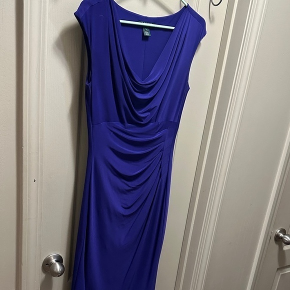 Ralph Lauren Purple Draped Midi Dress